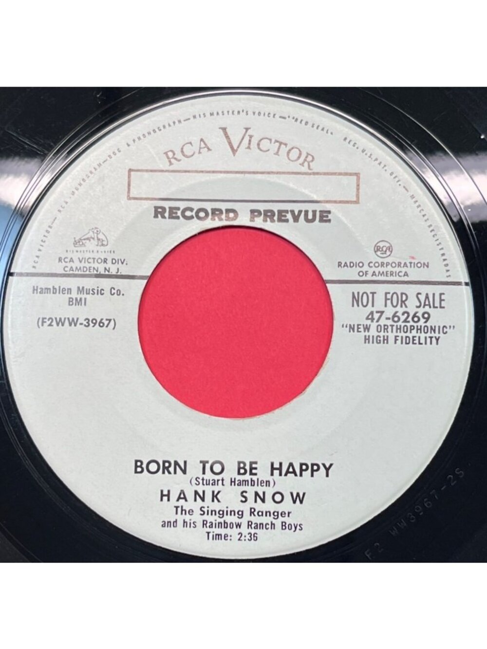 Hank Snow Born To Be Happy / Mainliner 45 Vinyl 1950s Country Promo RCA Victor